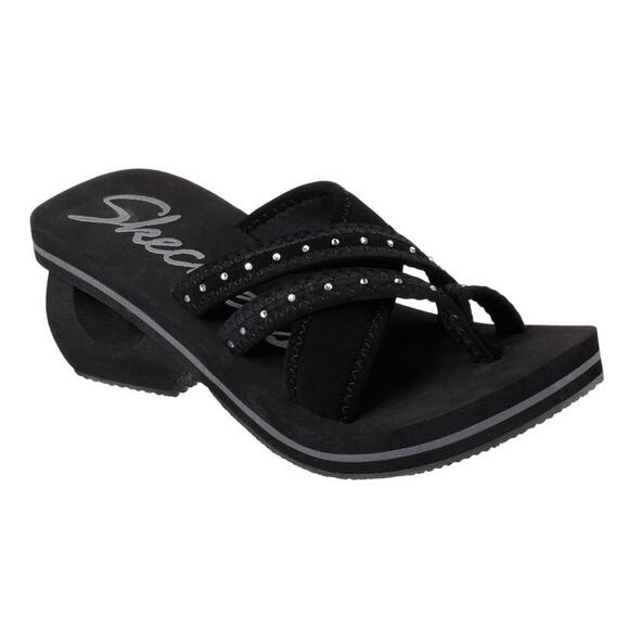 Skechers Cyclers Day Dream Toe Loop Sandals Cut Out Wedge Rhinestone Y2K Bratz - Picture 2 of 8